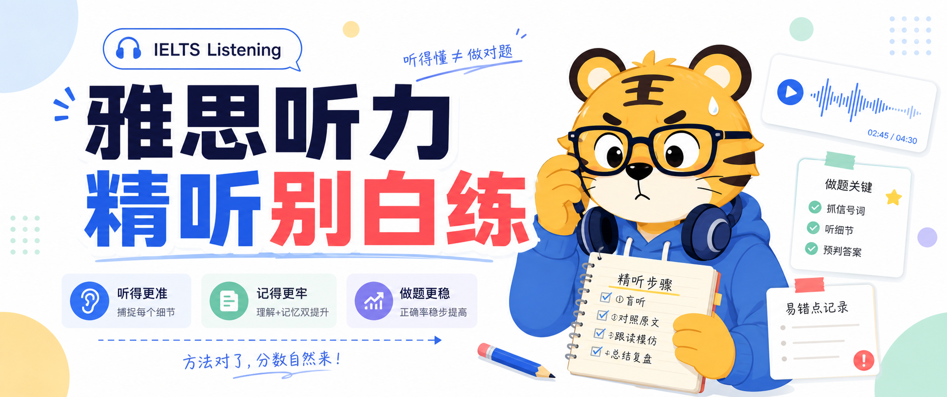 雅思听力精听老是白练先别急着刷题把拆句跟写复盘顺序练对再提分